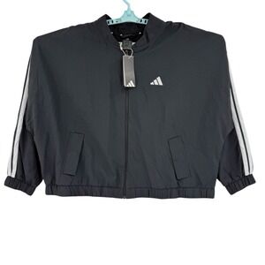 Adidas Women's Multi Sport 3 Stripes Lightweight Black Bomber Jacket Size 2X NWT